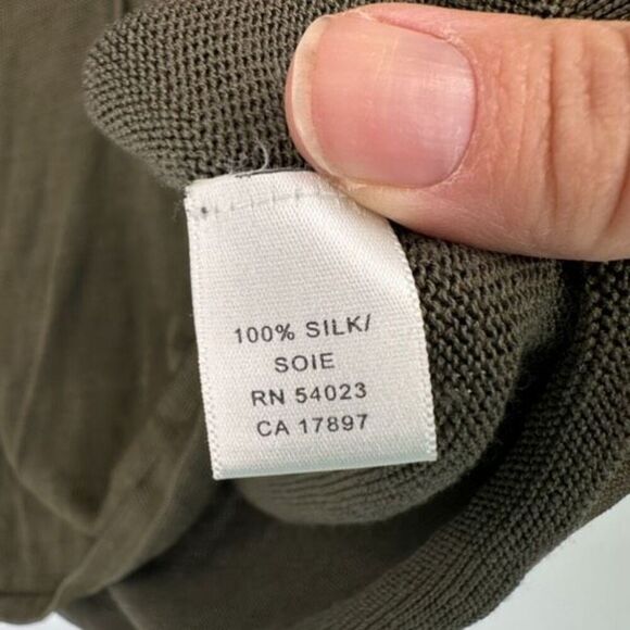 VTG Y2K Banana Republic Silk Lace up Olive Green Sweater Peasant Cottage Medium - Picture 4 of 10